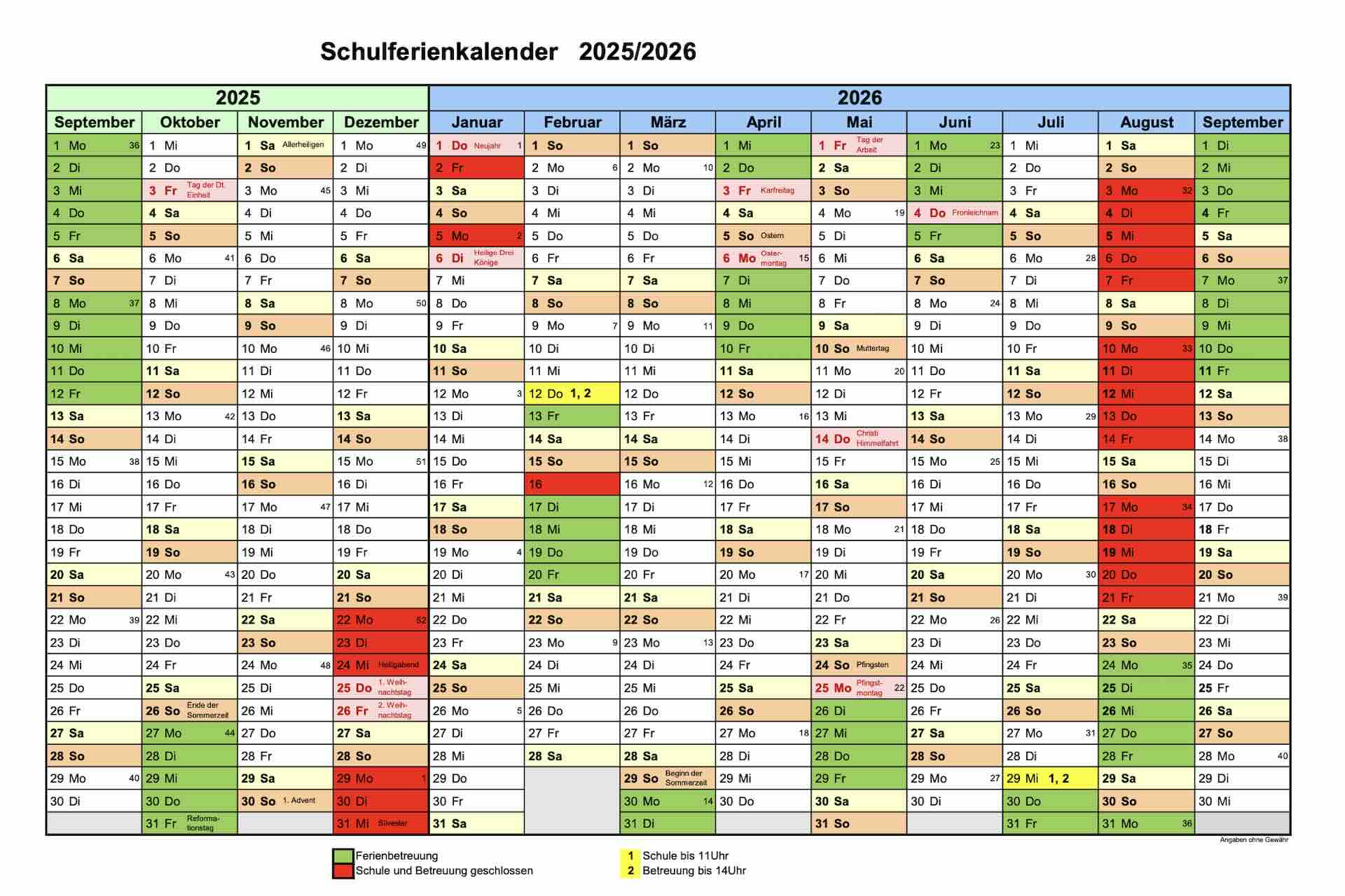 Ferienkalender GSUL-2025-2026